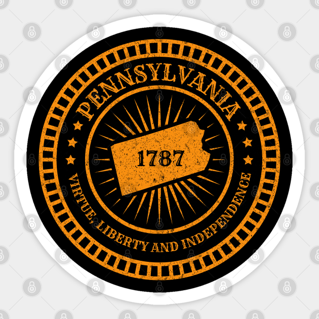 Pennsylvania Slogan Motto Map Badge Virtue Liberty and Independence